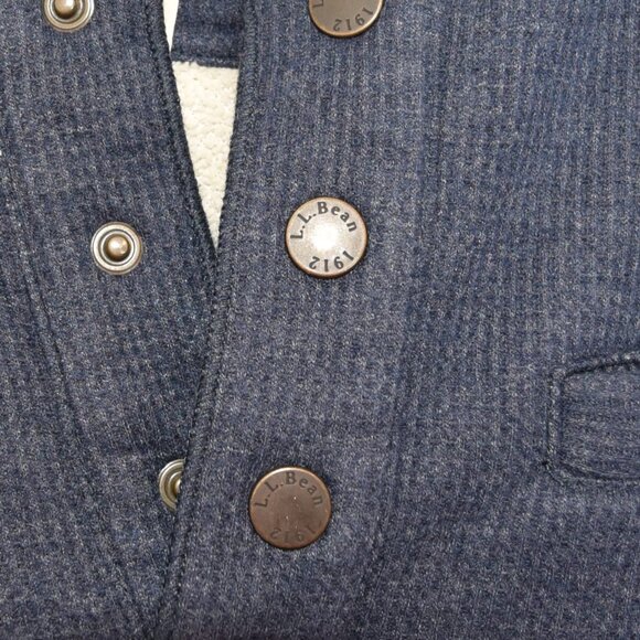 L.L. Bean Henley LG Navy Sherpa Fleece Outdoors Layering Cozy - Picture 4 of 7